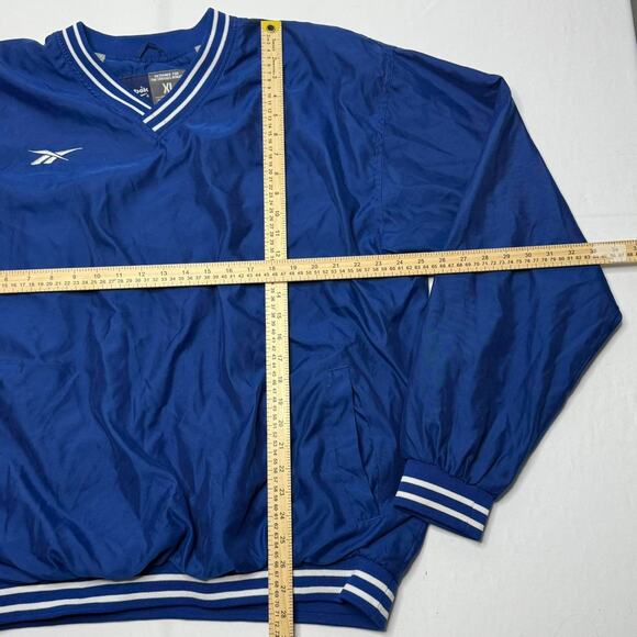 Vintage Reebok Pullover Windbreaker XL Blue Striped Cuffs Korea - Picture 5 of 5